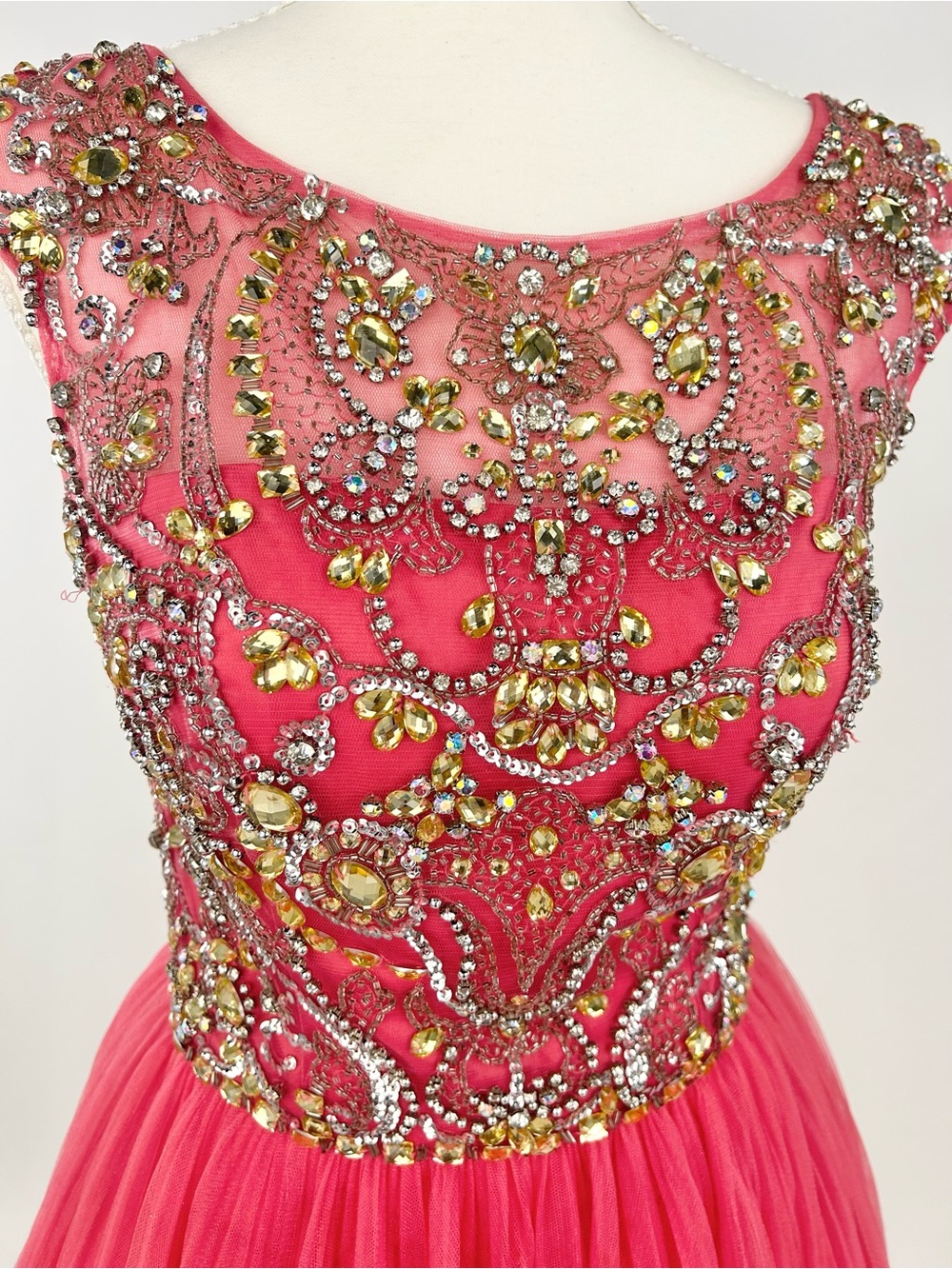 Sherri Hill Glam Pink Crystal Beaded Tulle Homecoming Dress Size 4